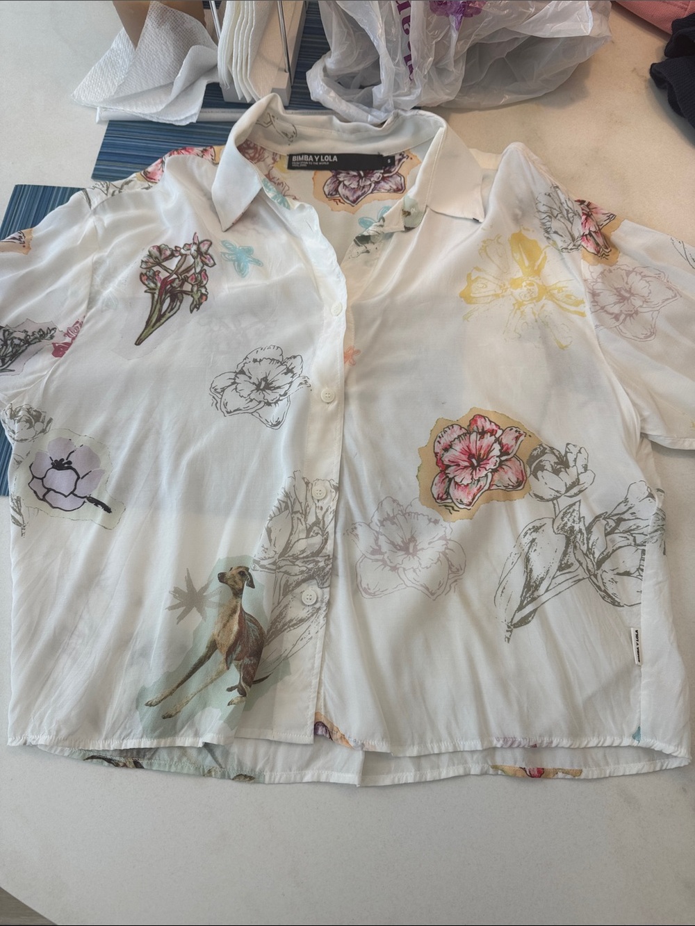 White Floral Button-Up Shirt